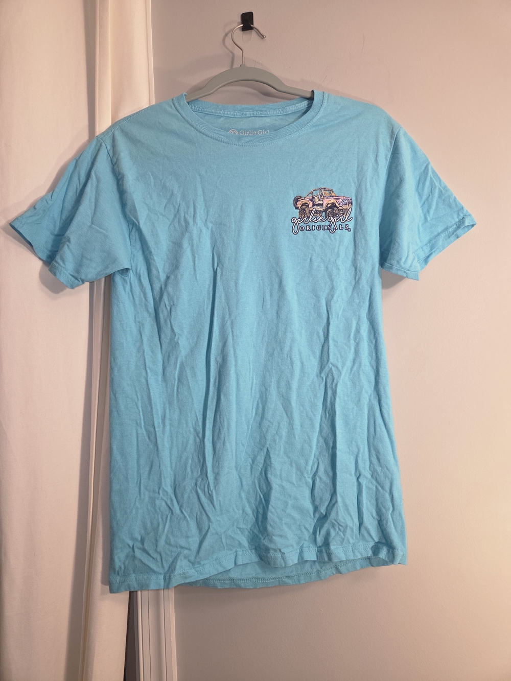 Girlie Girl Originals Christian Offroad Jeep Graphic Tee Blue Size S.
